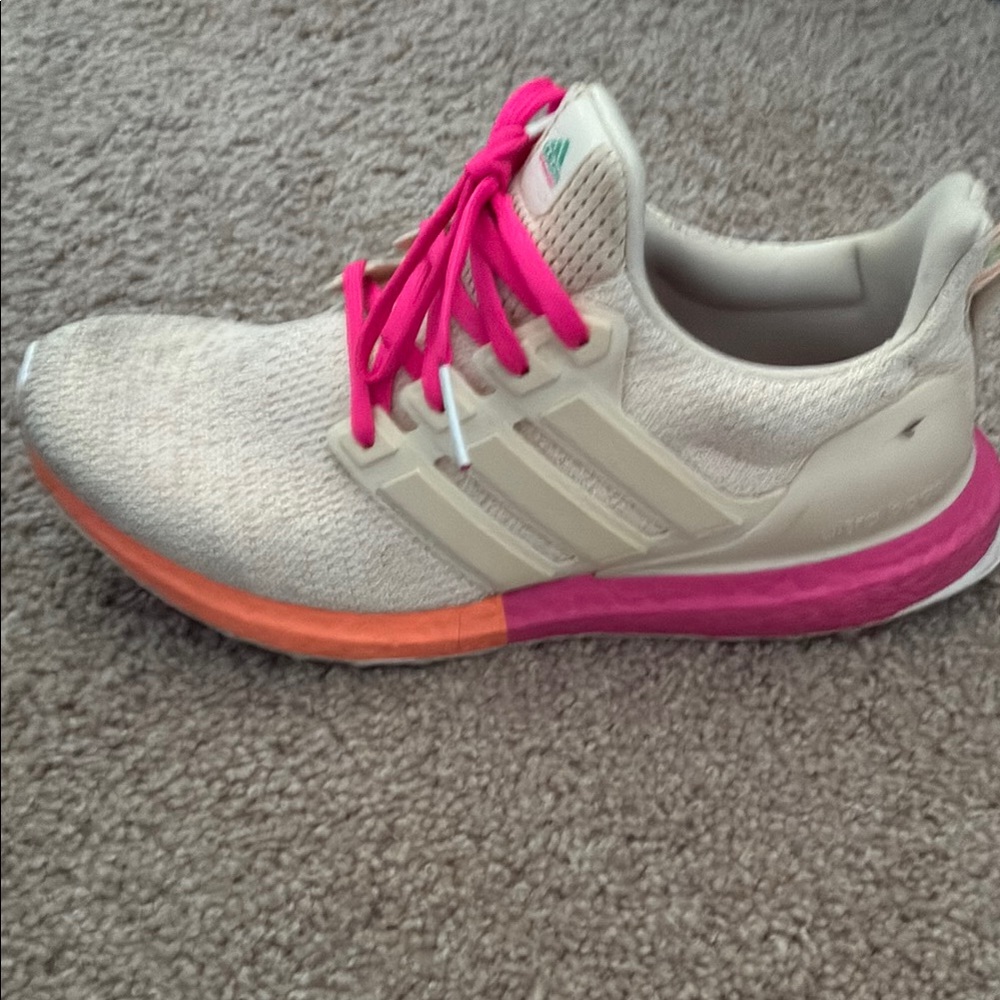 Adidas Cream and Pink Sneakers with Breathable Mesh